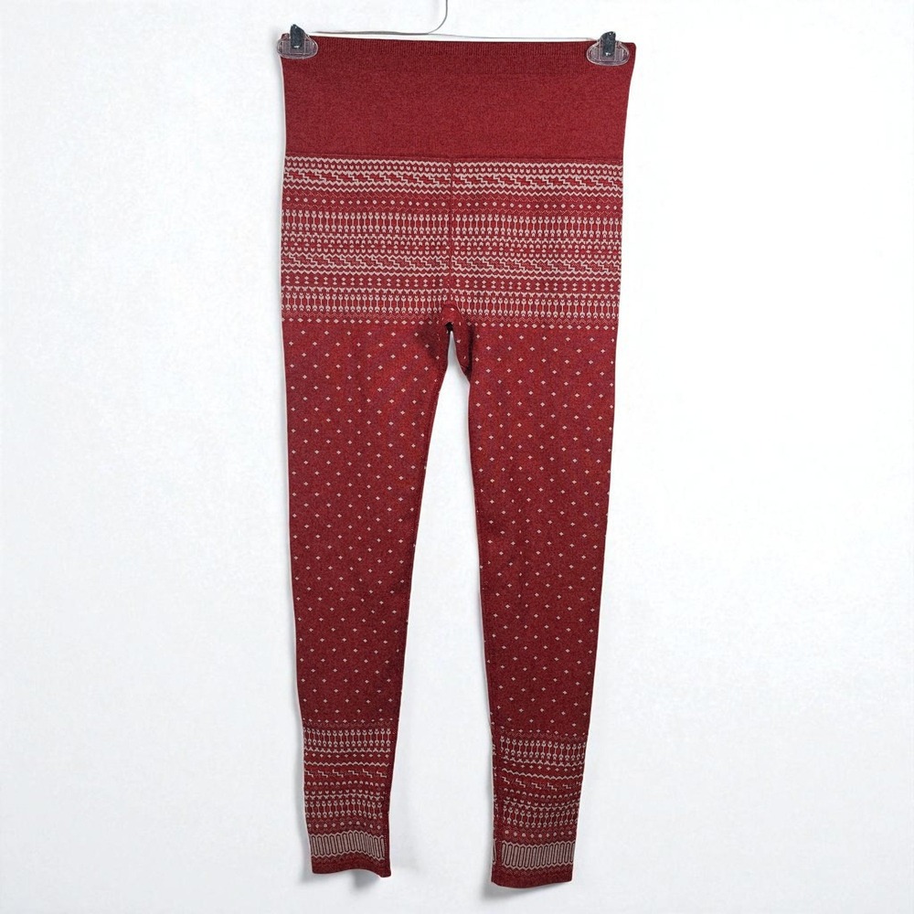 Fabletics High-Waisted Seamless Fair Isle Leggings Woman Medium Red Activewear